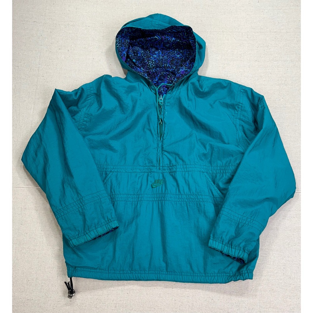 Vintage Nike Reversible Windbreaker Mens Medium 1/2 Zip Geometric Anorak Jacket